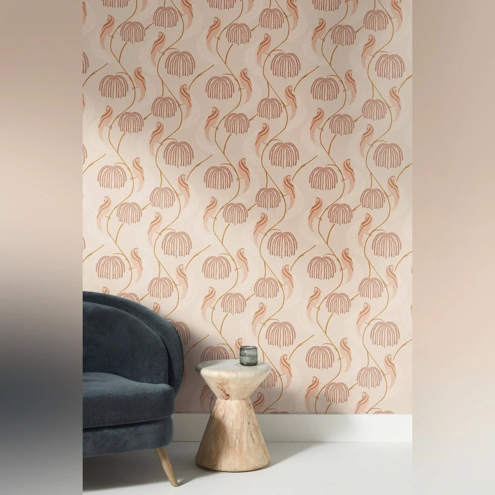 York x Anthropologie Lemieux et Cie Blaise Pink Birds Wallpaper Wall Mural NEW